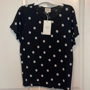 NWT 100% linen polka dot Sezane tee Size L